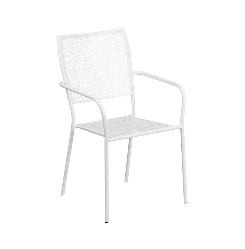 Commercial Grade 28" Square Metal Garden Patio Table Set W/ 2 Square Back Chairs