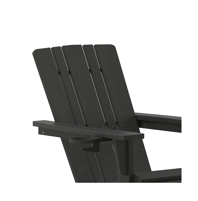 Ridley Hdpe Adirondack Chair With Cup Holder And Pull Out Ottoman, All-Weather Indoor/Outdoor Lounge