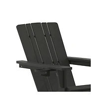 Ridley Hdpe Adirondack Chair With Cup Holder And Pull Out Ottoman, All-Weather Indoor/Outdoor Lounge