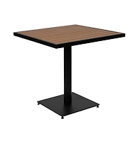 Alani Three Piece Faux Teak Patio Dining Set For Indoor And Outdoor Use - Square Table And Two Club Chairs With Arms