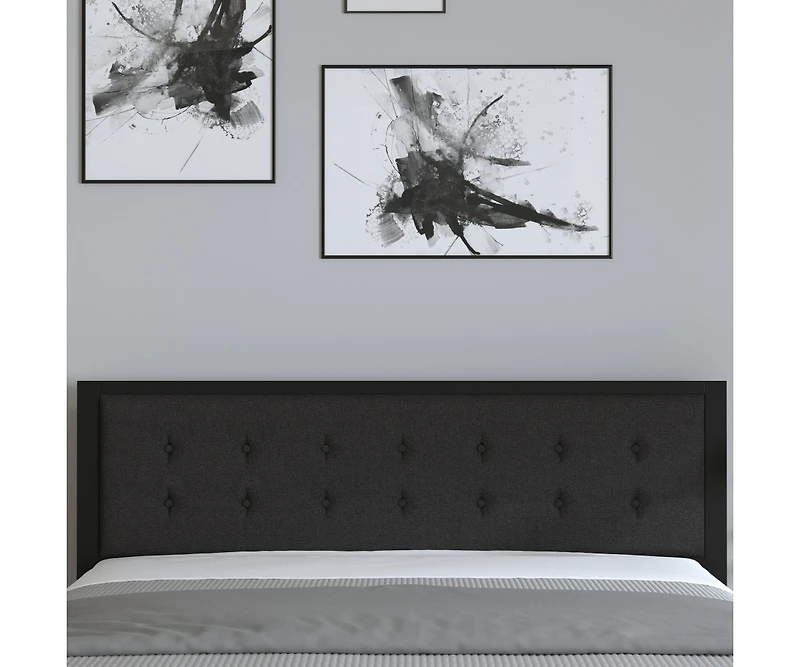 Merrick Lane Camden King Headboard Upholstered Button Tufted Headboard With Metal Frame And Adjustable Rail Slots