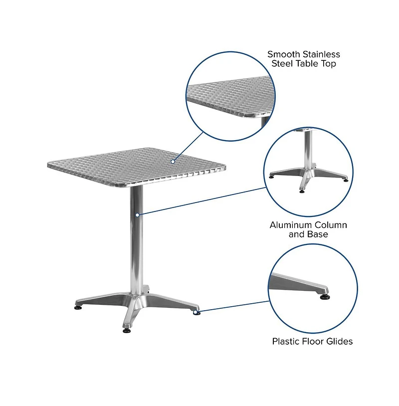 23.5'' Square Aluminum Indoor-Outdoor Table With Base