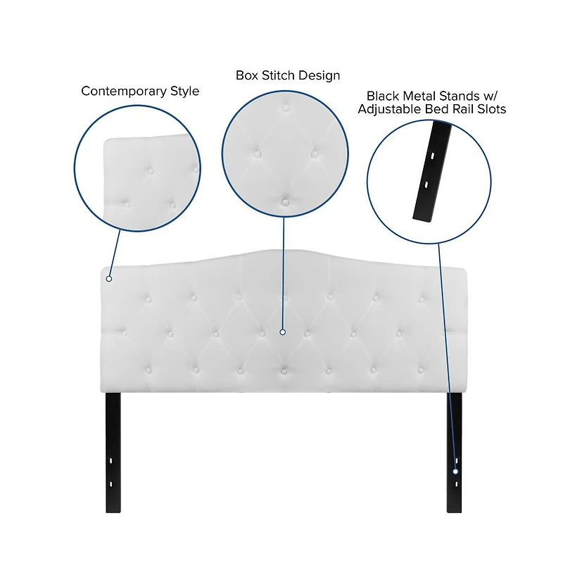 Arched Queen Button Tufted Upholstered Headboard