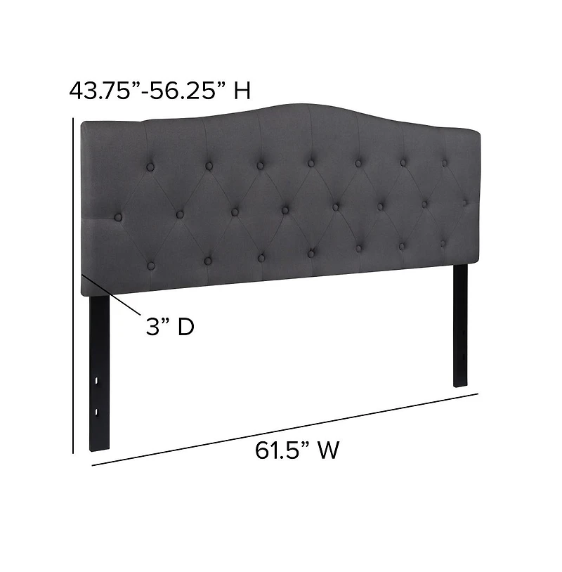 Arched Queen Button Tufted Upholstered Headboard