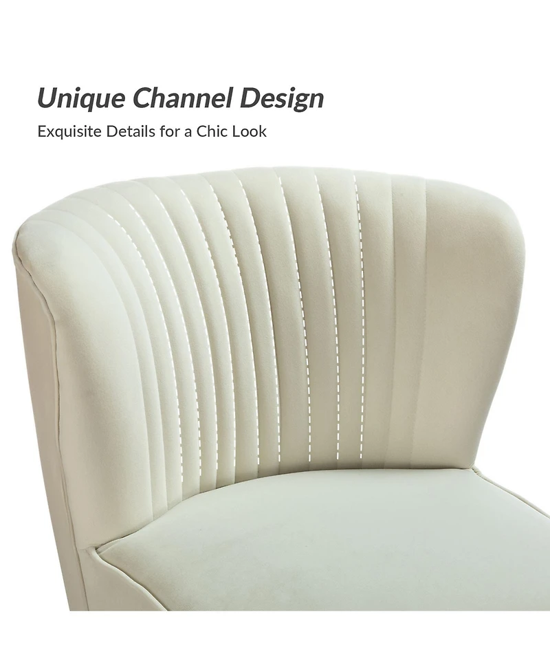 Hulala Home Velvet Accent Chair with Gold Metal Legs for Bedroom Guest Room Vanity