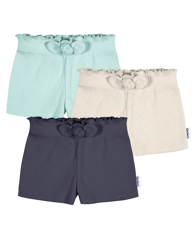 Gerber Toddler Girls Pull-On Knit Shorts, 3-Pack