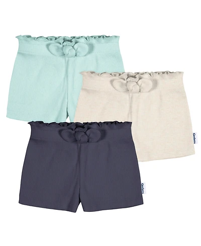 Gerber Toddler Girls Pull-On Knit Shorts, 3-Pack