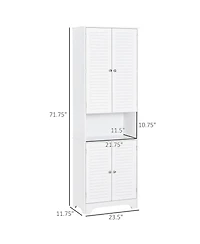 Homcom Wash Room Medicine Cupboard with Double Swing Doors, White
