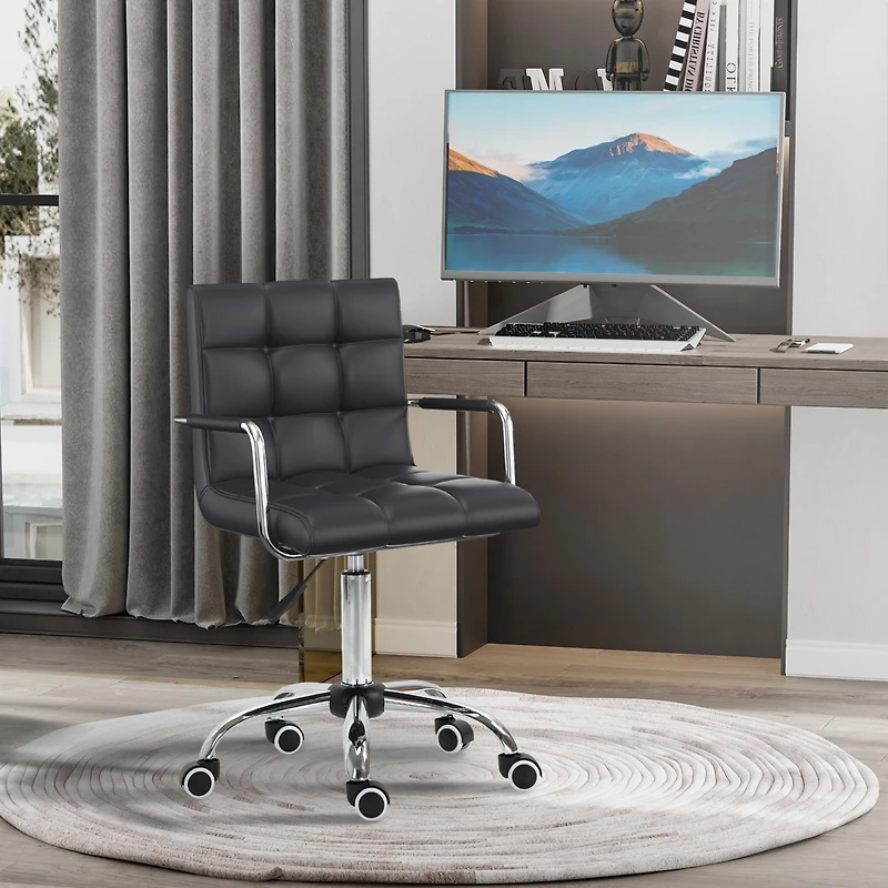 Homcom Executive Pu Leather Office Mid-back Ergonomic Swivel Computer Desk