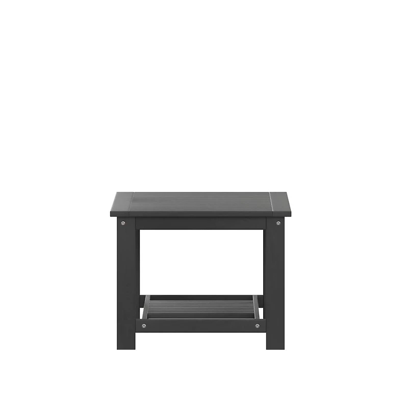 Riviera All-Weather Poly Resin Wood Two Tiered Adirondack Slatted Coffee Conversation Table