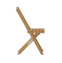 Merrick Lane Stora Set Of 2 Solid Acacia Wood Armless Folding Patio Bistro Chairs With Slatted Backs And Seats
