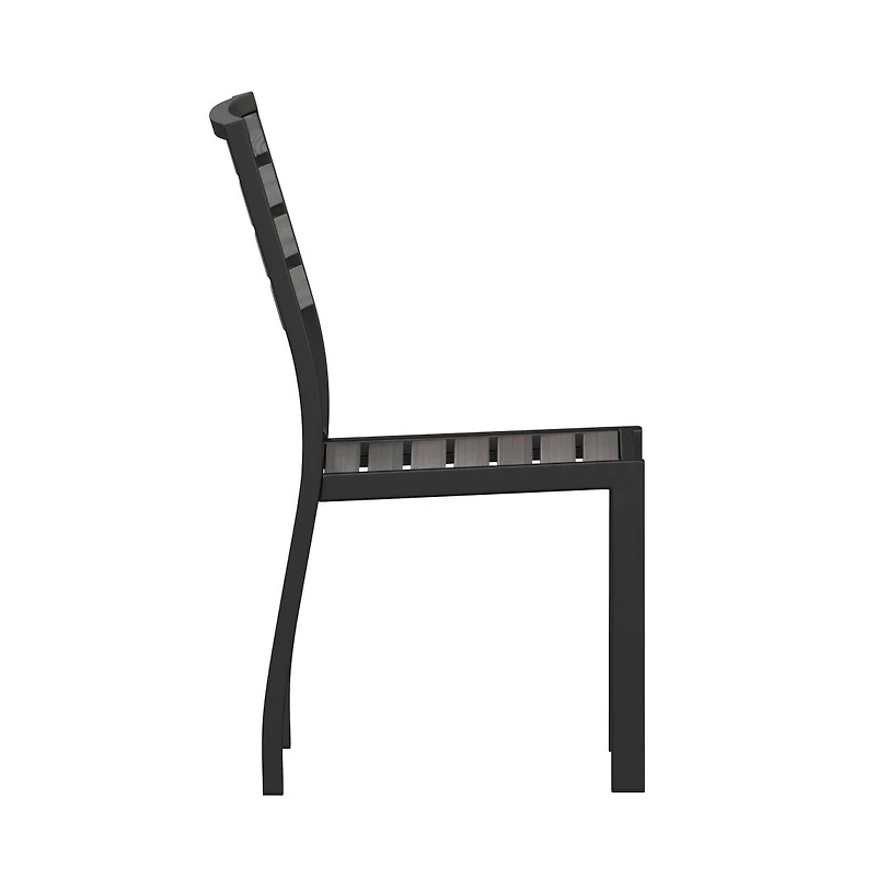 Kersey Outdoor Side Chairs Poly Faux Wood And Metal Patio Deck For All-Weather Use- Set Of 2