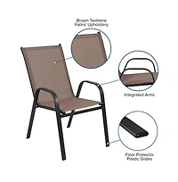 5 Pack. Outdoor Stack Chair With Flex Comfort Material And Metal Frame