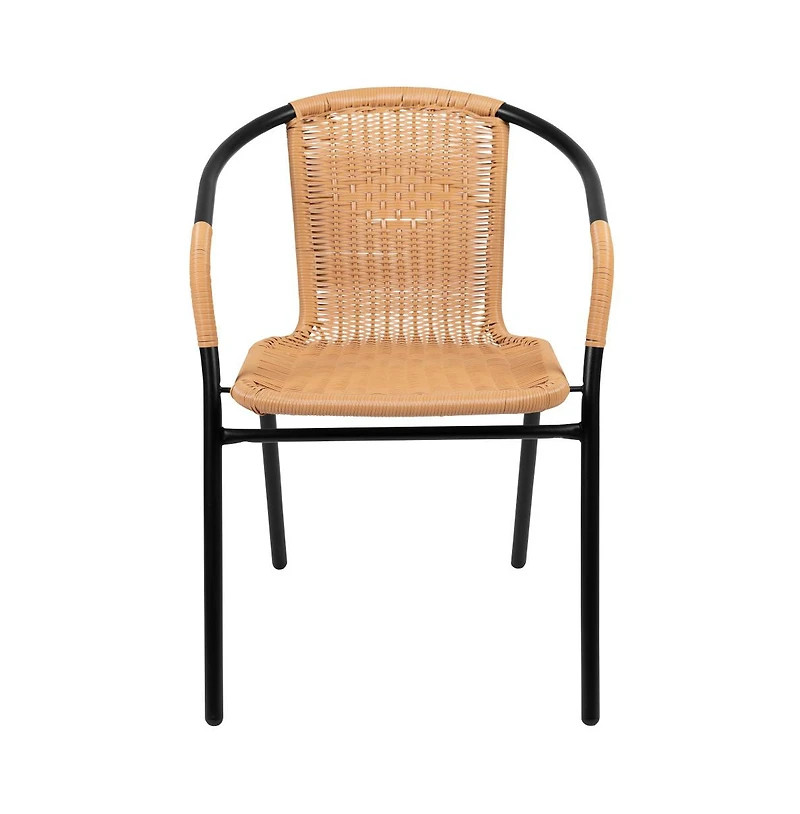 Pack Rattan Indoor-Outdoor Restaurant Stack Chair With Curved Back