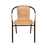 Pack Rattan Indoor-Outdoor Restaurant Stack Chair With Curved Back