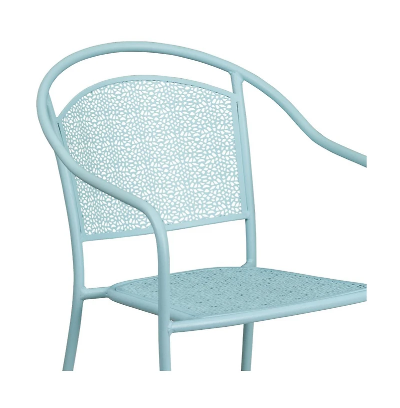 Emma+Oliver Commercial Grade 5 Pack Indoor-Outdoor Steel Patio Arm Chair With Round Back