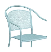 Emma+Oliver Commercial Grade 5 Pack Indoor-Outdoor Steel Patio Arm Chair With Round Back