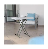 Height Adjustable Plastic Folding Tv Tray/Laptop Table In Granite White