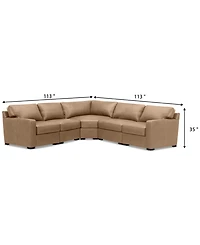 Radley 113" 5-Pc. Leather Wedge L Shape Modular Sectional, Created for Macy's