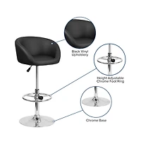 Valencia Bucket Seat Bar And Dining Stool Modern Stool With 360 Swivel, Adjustable Height And Metal Footrest