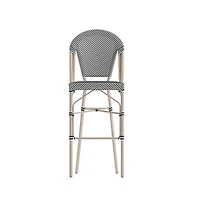 Mael Set Of Two Stacking Bistro Style Bar Stools With Textilene Backs And Seats Metal Frames For Indoor/Outdoor Use