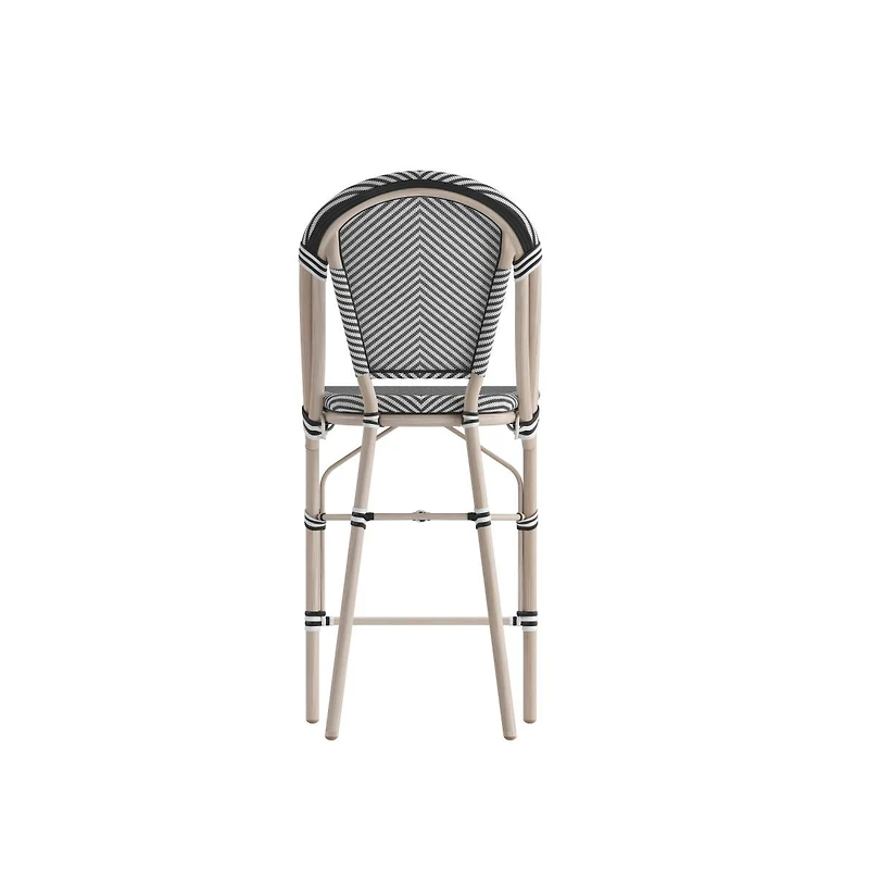 Mael Set Of Two Stacking Bistro Style Counter Stools With Textilene Backs And Seats Metal Frames For Indoor/Outdoor Use
