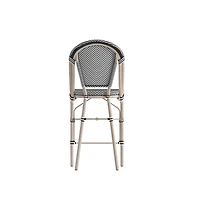 Mael Set Of Two Stacking Bistro Style Counter Stools With Textilene Backs And Seats Metal Frames For Indoor/Outdoor Use