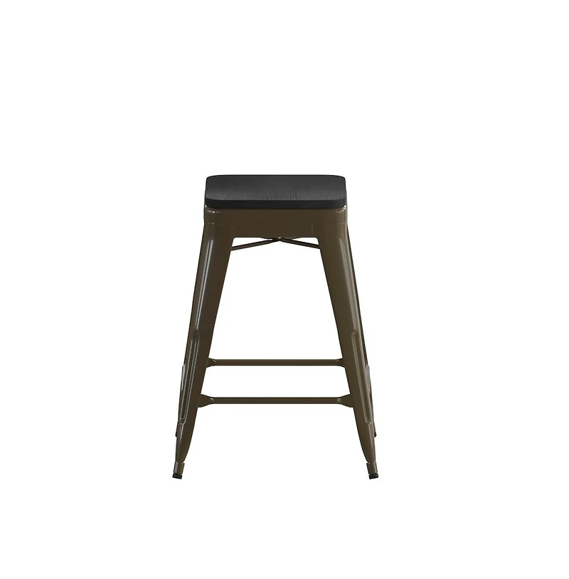 Cory Set Of Four Backless Metal Stools With All-Weather Poly Resin Seats For Indoor Use Only