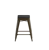 Cory Set Of Four Backless Metal Stools With All-Weather Poly Resin Seats For Indoor Use Only