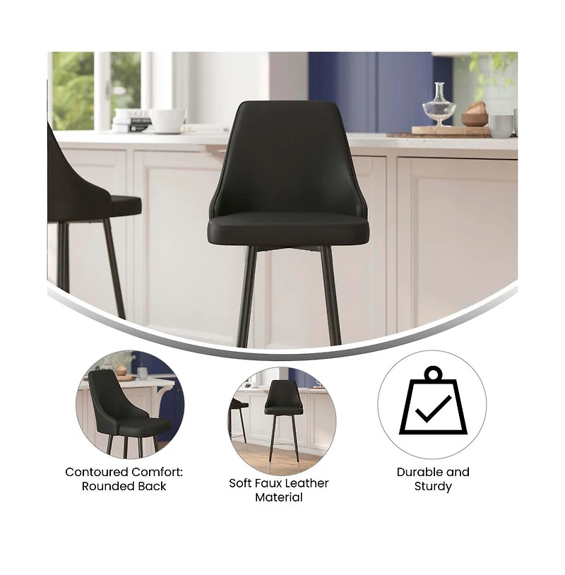 Petra Modern Upholstered Dining Stools With Chrome Accented Metal Frames And Footrests