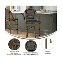 Sacha Set Of Two Stacking Bistro Counter Stools With Pe Seats And Backs Metal Frames For Indoor/Outdoor Use