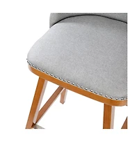 Jada Upholstered Mid-Back Stools With Nailhead Accent Trim & Wood Frames