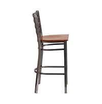 Clear Coated Ladder Back Metal Restaurant Dining Barstool