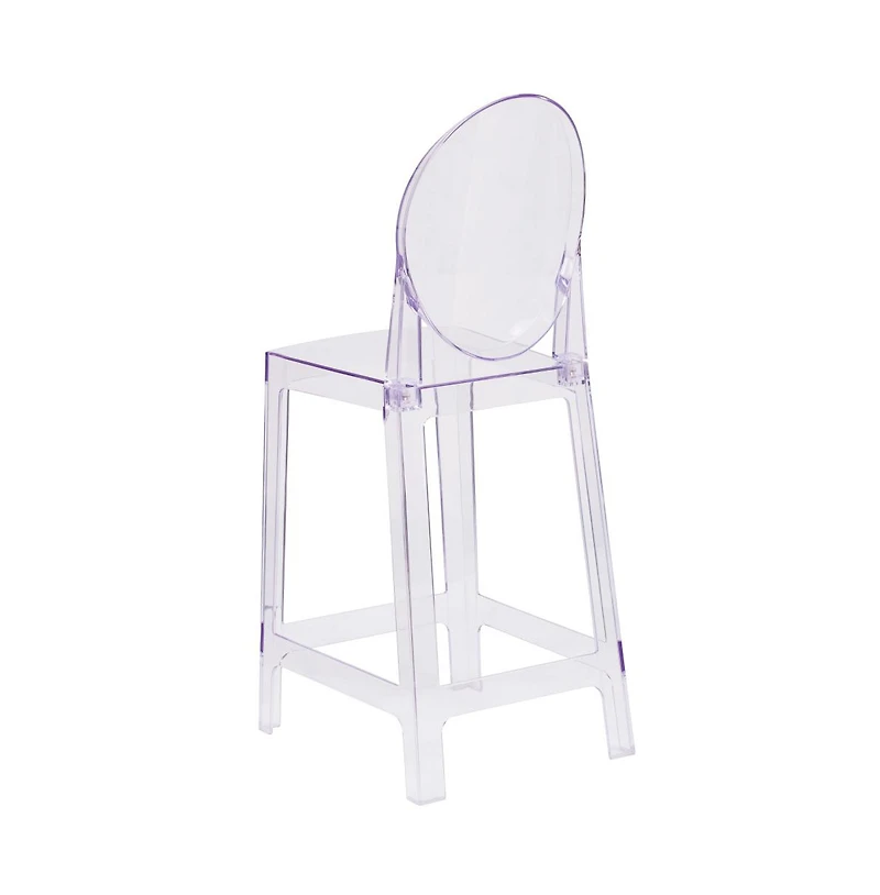 Ghost Counter Stool In Transparent Crystal With Oval Back