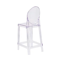 Ghost Counter Stool In Transparent Crystal With Oval Back