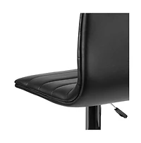 Coti Modern Channel Tufted Upholstered Height Adjustable Mid-Back Stool And Pedestal Base With Footrest