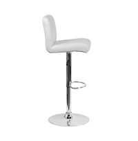 2 Pack Contemporary Vinyl Adjustable Height Barstool With Rolled Seat And Chrome Base