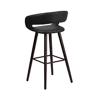 2 Pk. 29'' High Contemporary Vinyl Barstool With Cappuccino Wood Frame
