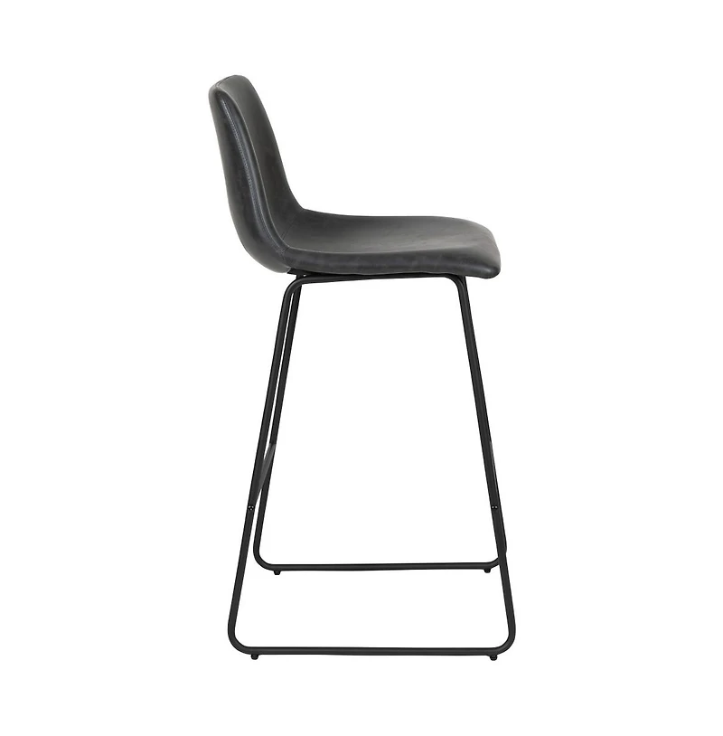 30 Inch Faux Bar Height Bucket Seat Stools, Set Of 2