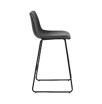 30 Inch Faux Bar Height Bucket Seat Stools, Set Of 2