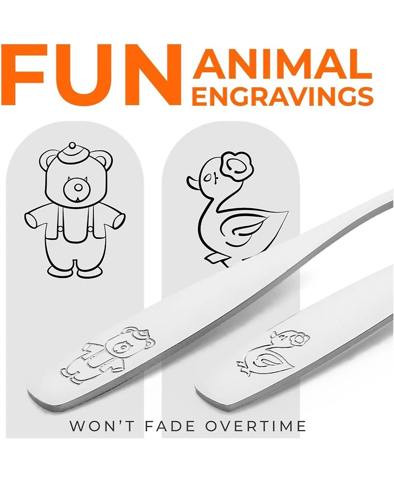 Kids and Toddler Cutlery Set Designed For Self Feeding - 6 Piece Spoon and Fork