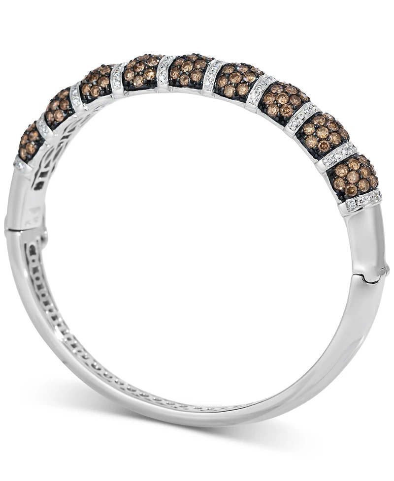 Le Vian Chocolate Diamond & Vanilla Diamond Pave Bangle Bracelet (7-1/20 ct. t.w.) in 14k White Gold