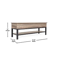 Green River Rustic Farmhouse Entryway Bench With Bottom Storage Shelf