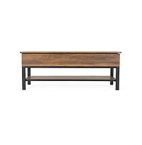 Green River Rustic Farmhouse Entryway Bench With Bottom Storage Shelf