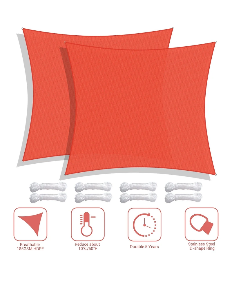 2 Pack 23x22 Ft 97% Uv Block Rectangle Sun Shade Sail Heavy Duty Canopy Outdoor