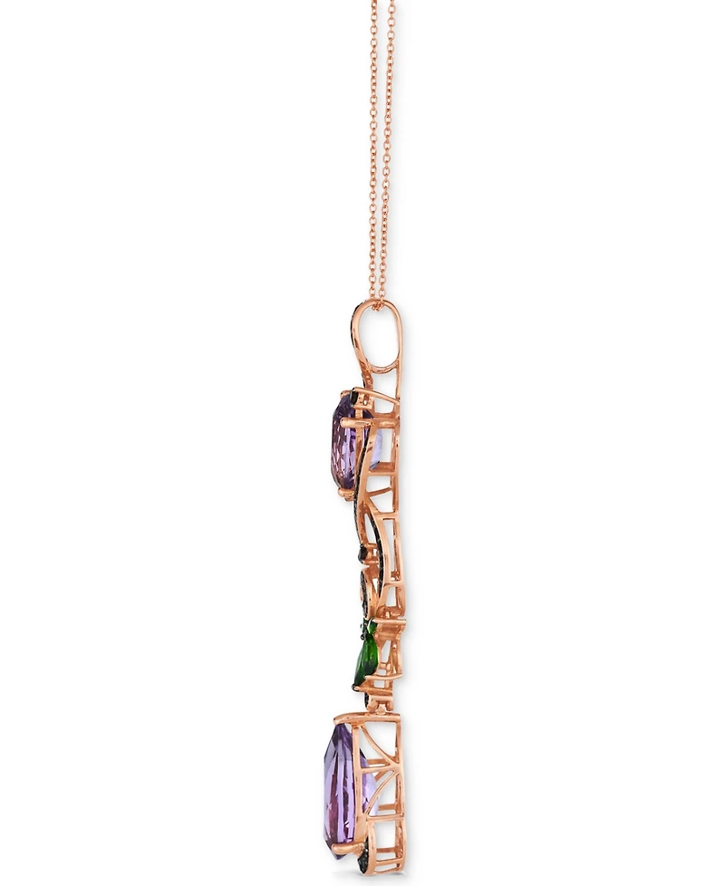Le Vian Multi-Gemstone Linear Cluster 18" Pendant Necklace (10-1/4 ct. t.w.) in 14k Rose Gold