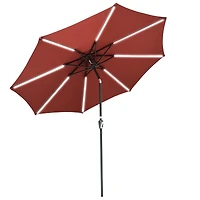 9ft Solar Led Patio Umbrella Outdoor Yard Parasol Cafe Sunshade Tilt with Crank