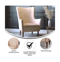 Regal Traditional Wingback Accent Chair, Upholstery And Wooden Frame And Legs