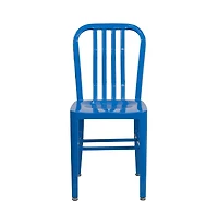 Merrick Lane Santorini 18 Inch Galvanized Steel Indoor/Outdoor Dining Chair With Slatted Back And Powder Coated Finish