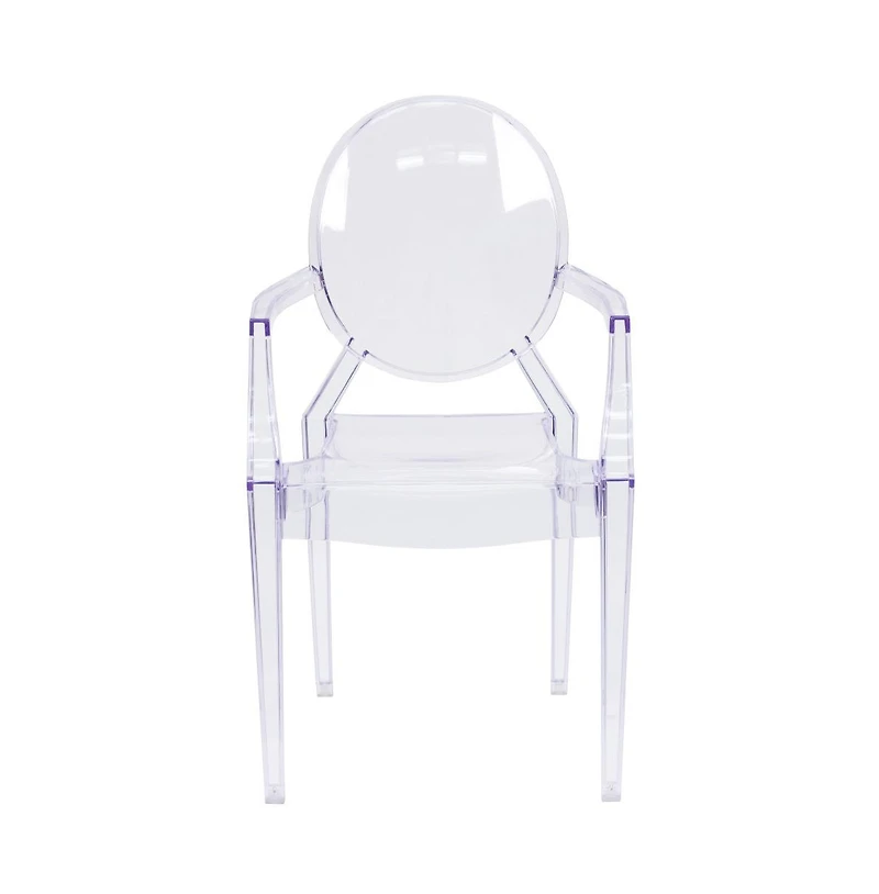 Emma+Oliver Oval Back Ghost Chair With Arms